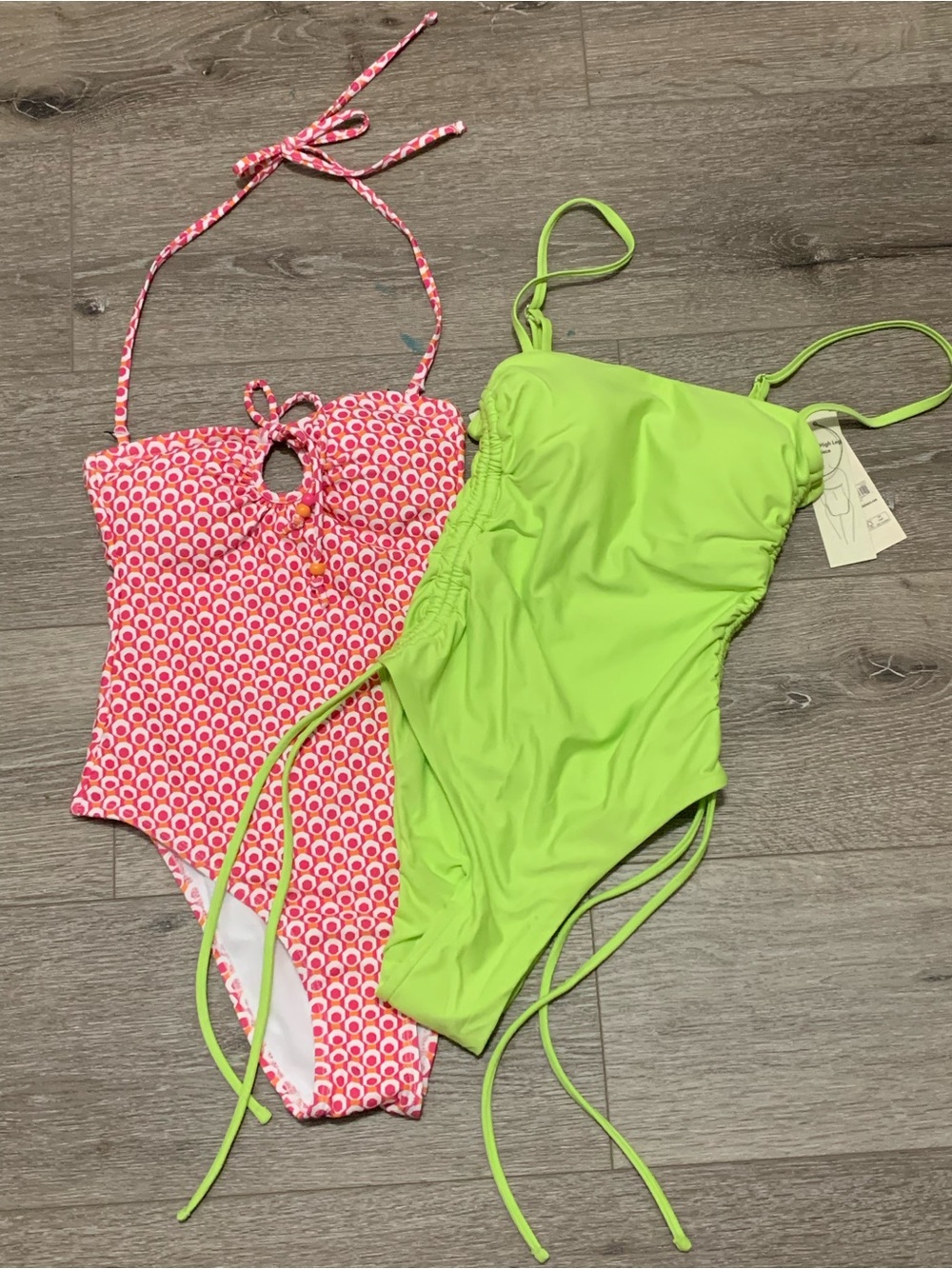 Bundle No Boundaries pink and neon green  one piece swimsuits